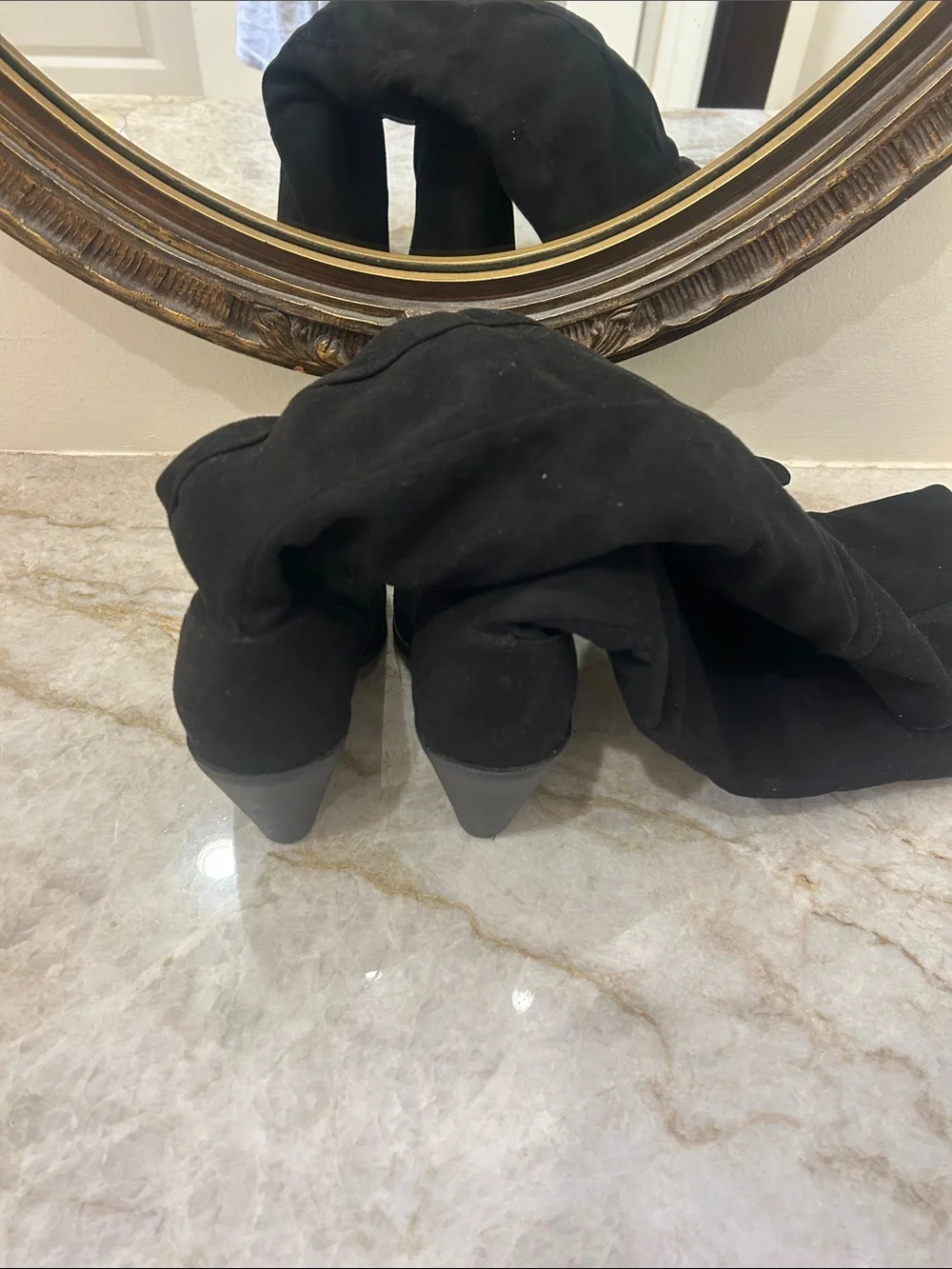 Qupid Black Over-the-Knee Heeled Boots